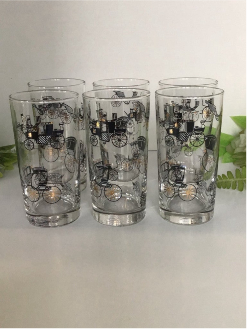 Vintage 1950’s Libbey Carriage Highball Glasses Set of 6